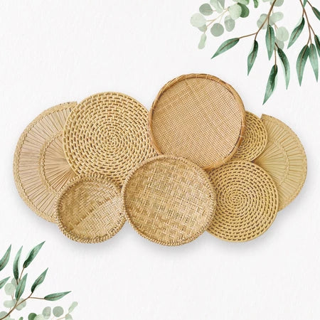 Composição Cestas de Palha Decorativa