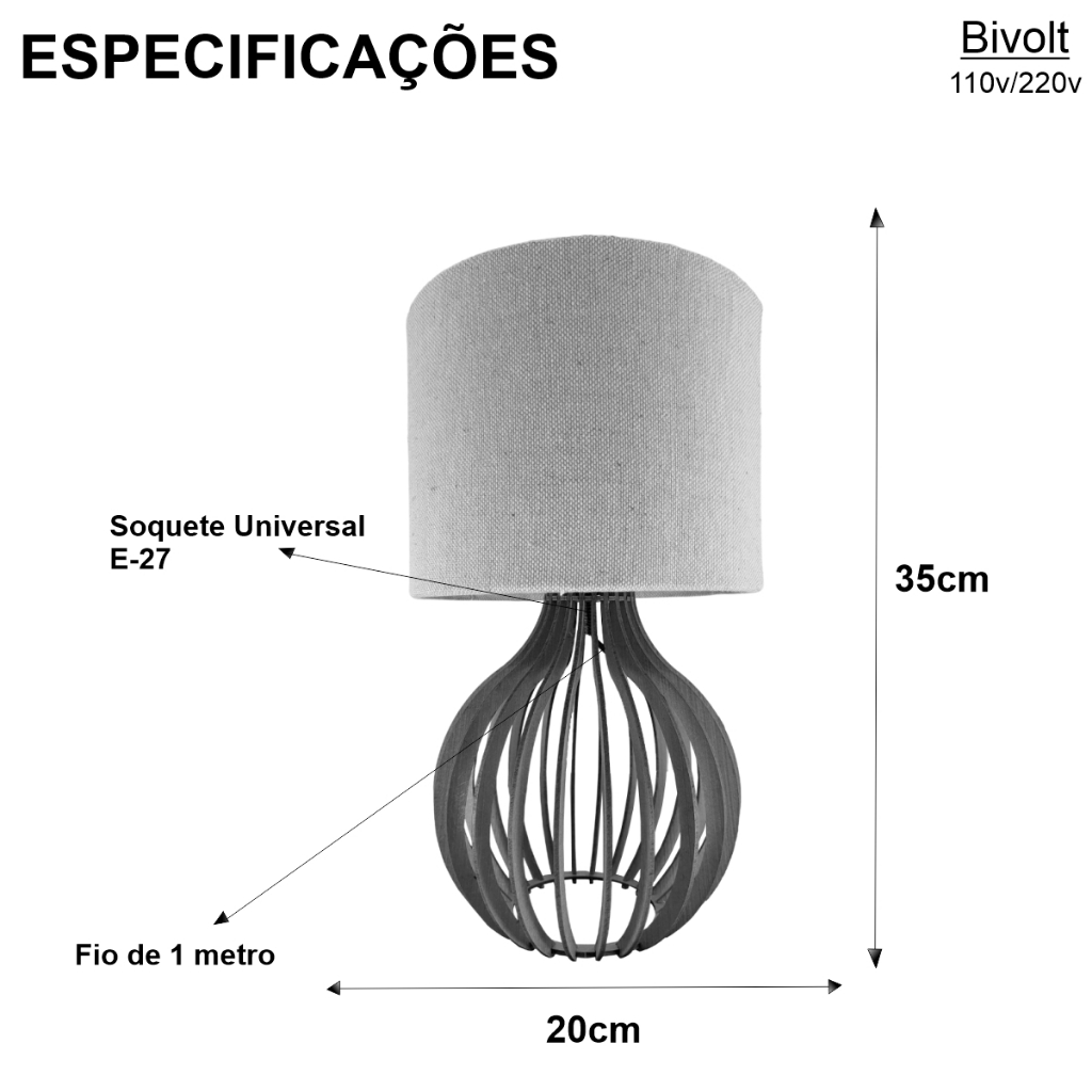 Abajur Luminária Bluima